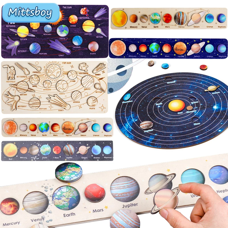 Copilul Din Lemn Montessori Didactice Știința Cogniției Puzzle Univers Sistemul Solar Opt Planete Potrivite Jucărie De Învățământ