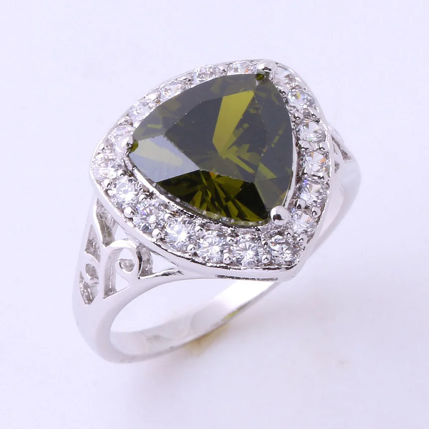 Top Calitate Excelentă Verde De Cristal Cubic Zirconia Geometrice De Culoare De Argint Inele Bijuterii De Moda X0060