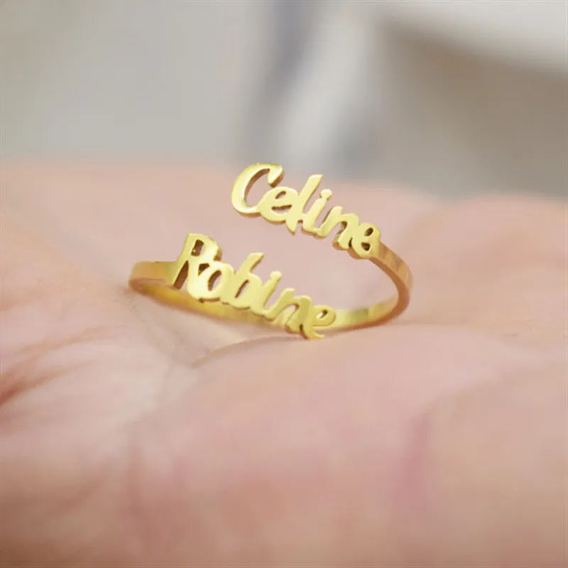 VishowCo Moda Personalizate Personalizate Două Nume De Cuplu Inel De Cuplu Numele Ring Inel Reglabil Inel De Nunta