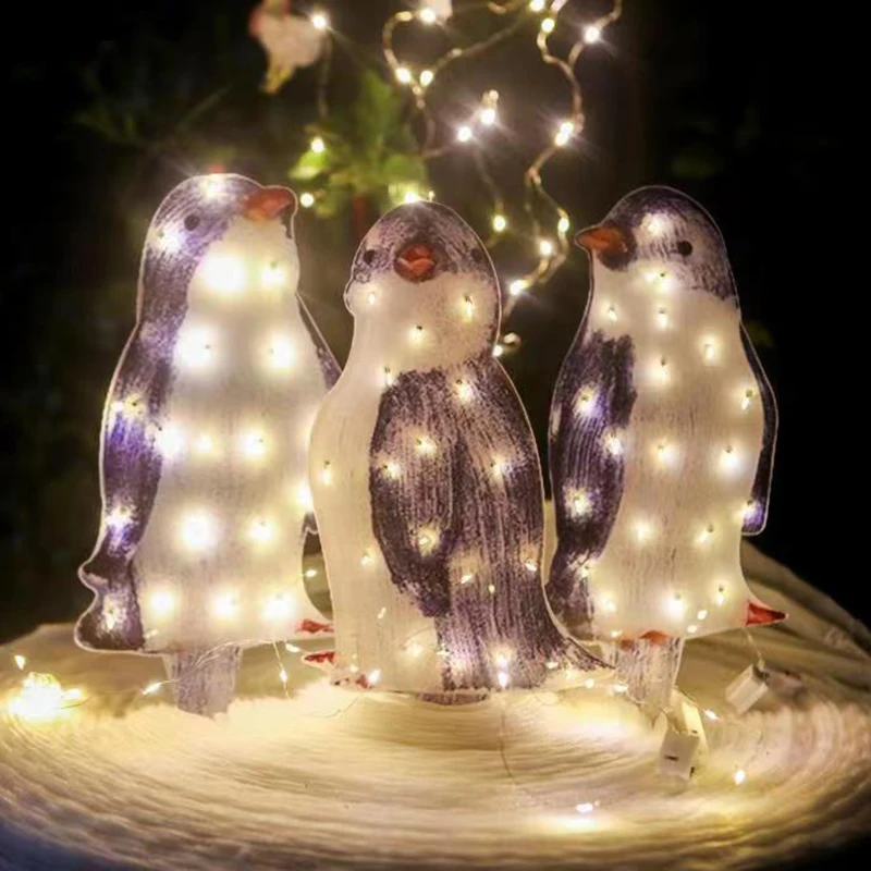 3pcs Lumina-Up Pinguin Lumini de Craciun cu LED-uri Lampă Miza Acasă Ornament 2023 Anul Nou 2022 Xmas Petrecere în aer liber în Grădină, Curte Decor