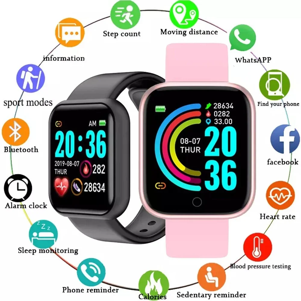 Twitch Ceas Inteligent Bărbați Femei Y68 Bluetooth Ceas Sport Rata de Inima de Sănătate Monitorizarea Tensiunii Arteriale Brățară Inteligentă pentru Android IOS