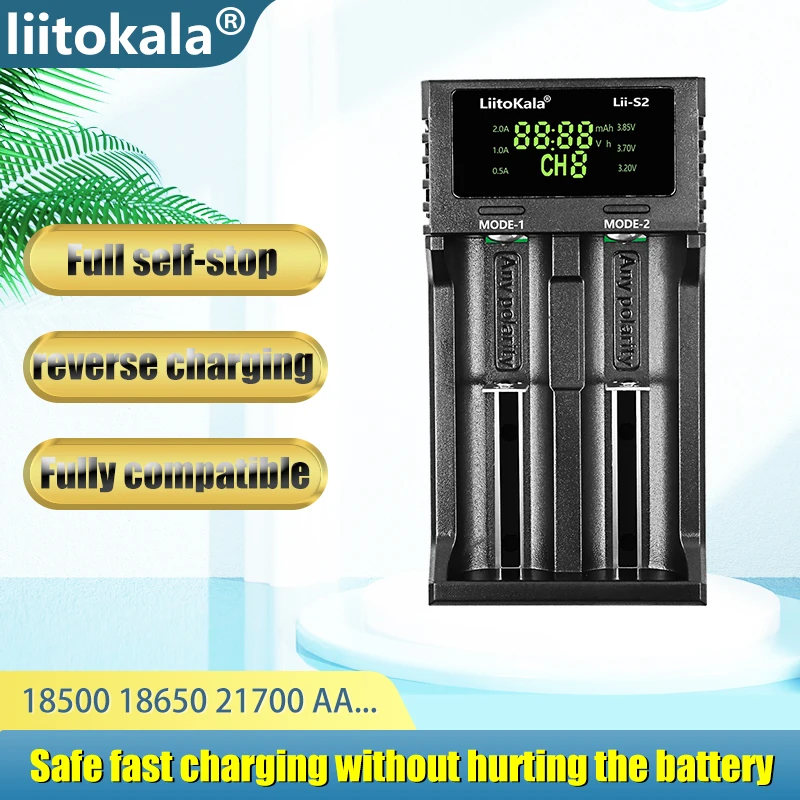 liitokala S1 S2 S4 18650 dual slot 3.7 V multi-funcție 21700 litiu baterie NiMH 1.2 V încărcător inteligent, plin de auto-oprire AA