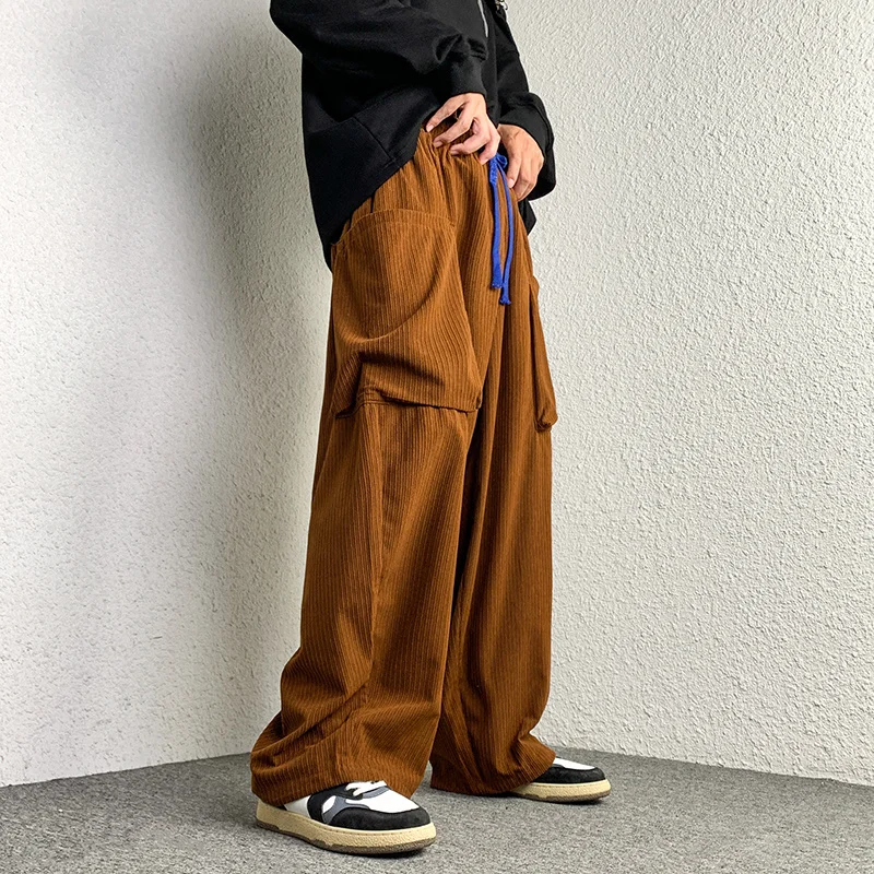 Hybskr High Street Catifea Supradimensionate pentru Bărbați Pantaloni Harem de Design de Moda Liber Drept Casual Pantaloni Cordon Hip Hop Pantaloni