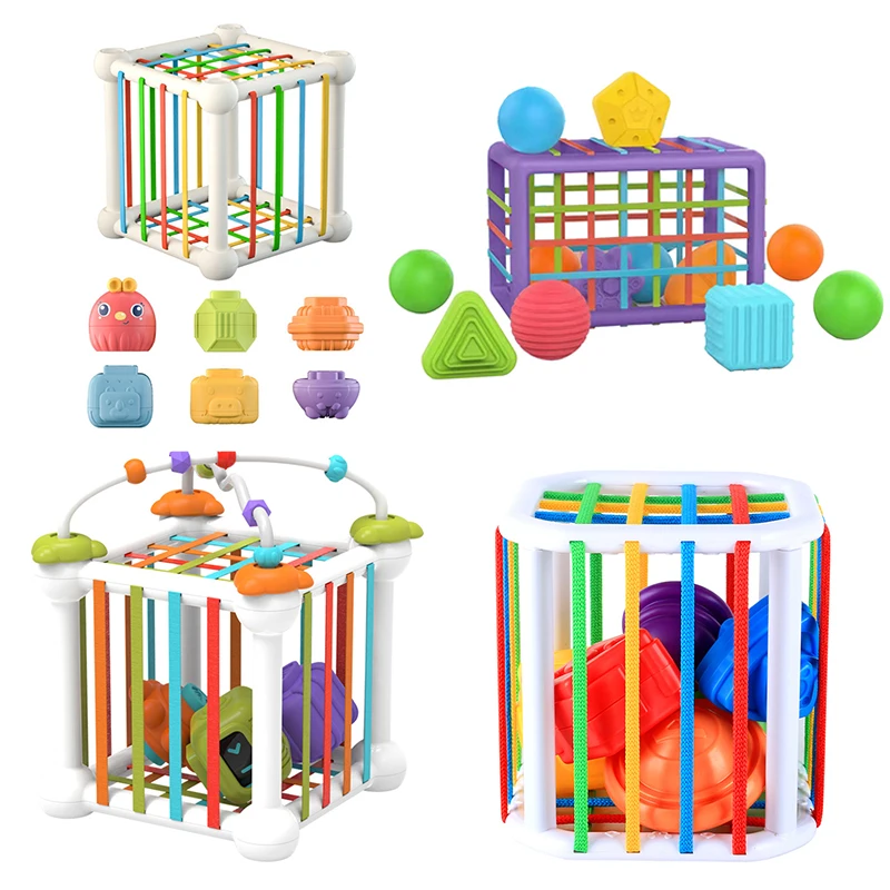 Copilul de Sortare Forma de Jucarie de Indemanare auto Tactil Atingere Moale Jucărie Colorat Cub Montessori Devreme jucarii Educative